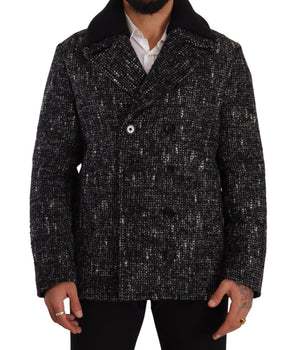 Dolce & Gabbana Black Wool Double Breasted Coat Men Jacket
