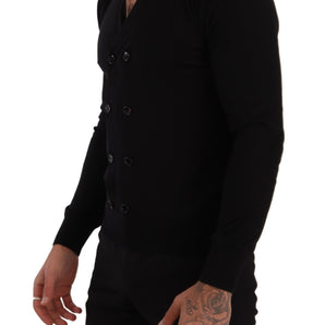 Dolce & Gabbana Elegant V-Neck Black Cashmere Cardigan