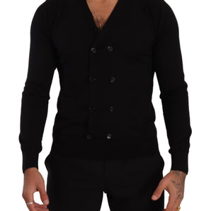 Dolce & Gabbana Elegant V-Neck Black Cashmere Cardigan