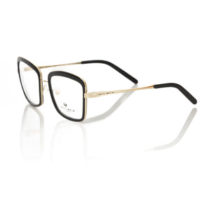 Frankie Morello Sophisticated Square Black &amp; Gold Eyeglasses