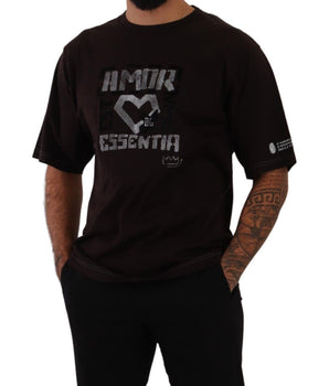 Dolce & Gabbana Bordeaux Cotton L-Amore Print Crewneck T-shirt