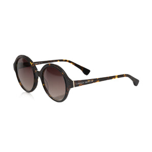 Frankie Morello Chic Black Turtle Pattern Round Sunglasses