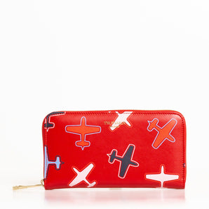 Cartera Trussardi Chic de piel roja con estampado de aviones