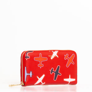 Cartera Trussardi Chic de piel roja con estampado de aviones