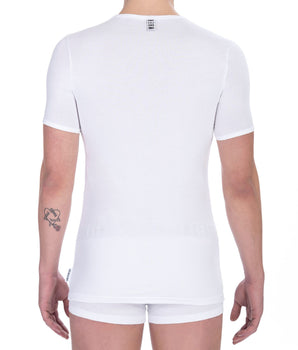 Bikkembergs White Cotton Men's V-Neck T-Shirt