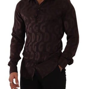 Dolce &amp; Gabbana Elegant Bordeaux Silk Dress Shirt