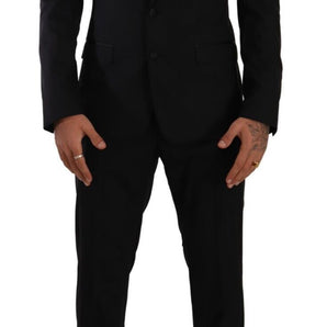 Dolce &amp; Gabbana Elegante traje negro de tres piezas con corte Martini