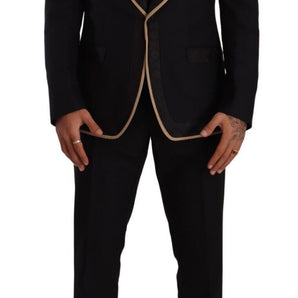 Dolce &amp; Gabbana Elegant Black Silk Blend 3-Piece Suit