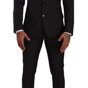 Dolce &amp; Gabbana Elegant Black Wool Martini Suit