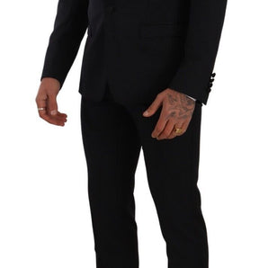 Dolce & Gabbana Black Fantasy GOLD Wool Slim Fit 2 Piece Suit