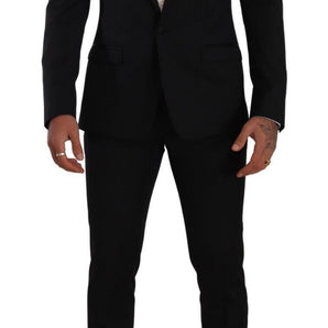 Dolce & Gabbana Black Fantasy GOLD Wool Slim Fit 2 Piece Suit