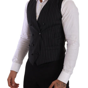 Dolce &amp; Gabbana Elegant Striped Double-Breasted Dress Vest