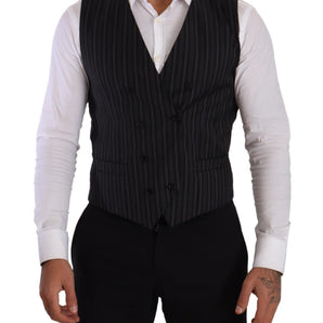 Dolce &amp; Gabbana Elegant Striped Double-Breasted Dress Vest