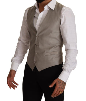 Dolce & Gabbana Beige Wool Single Breasted Waistcoat Vest