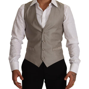 Dolce &amp; Gabbana Elegant Single Breasted Dress Vest in Beige