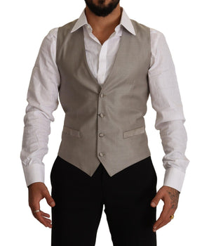 Dolce & Gabbana Beige Wool Single Breasted Waistcoat Vest
