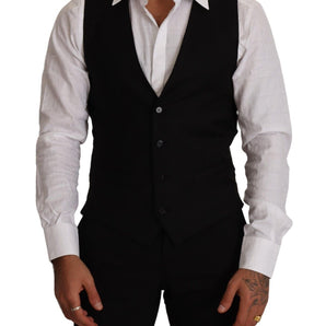 Dolce &amp; Gabbana Elegant Black Virgin Wool Dress Vest