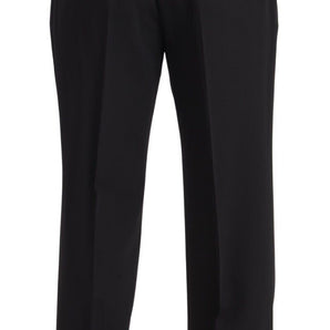 Dolce &amp; Gabbana Elegante pantalón de esmoquin de lana negro