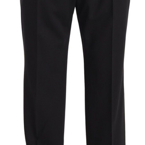 Dolce &amp; Gabbana Elegant Black Wool Tuxedo Trousers