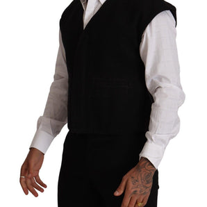 Dolce &amp; Gabbana Elegant Black Wool Cotton Dress Vest