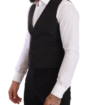 Dolce & Gabbana Gray Silk Slim Fit Waistcoat Formal Vest