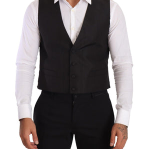 Dolce &amp; Gabbana Elegant Gray Silk Dress Vest