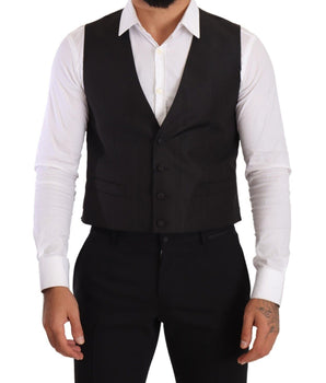 Dolce & Gabbana Gray Silk Slim Fit Waistcoat Formal Vest