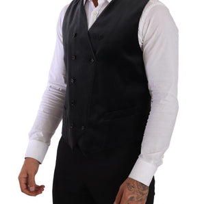 Dolce & Gabbana Elegant Grey Double-Breasted Dress Vest