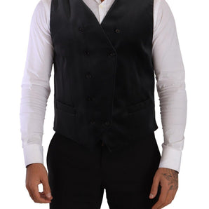 Dolce &amp; Gabbana Elegant Gray Double-Breasted Dress Vest