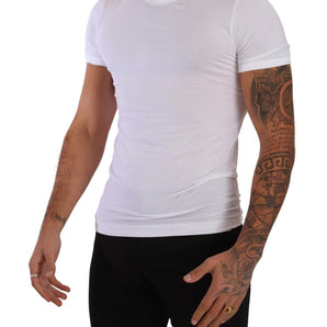 Dolce &amp; Gabbana Elegant White Cotton Blend Round Neck Tee