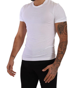 Dolce & Gabbana White Round Neck Cotton Stretch T-shirt Underwear