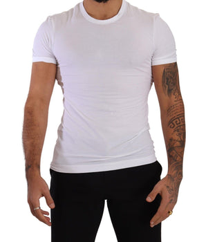 Dolce & Gabbana White Round Neck Cotton Stretch T-shirt Underwear