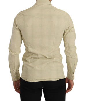 Dolce & Gabbana Yellow SICILIA Cotton Casual Slim Fit Shirt