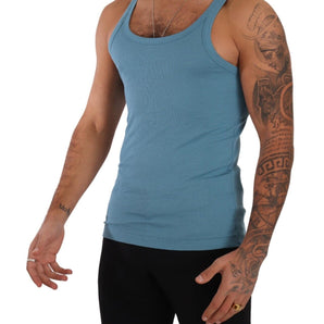 Dolce & Gabbana Elegant Blue Round Neck Tank Top