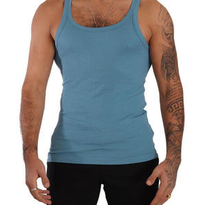 Dolce &amp; Gabbana Elegant Blue Round Neck Tank Top