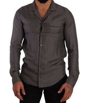 Dolce & Gabbana Gray Fantasy Pattern Pajama Top Mens Shirt