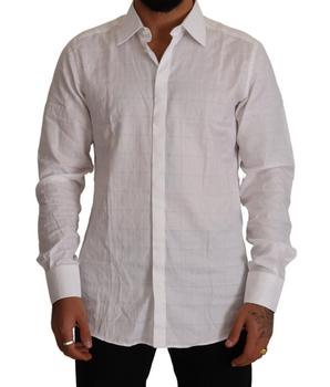 Dolce & Gabbana White GOLD Cotton Slim Fit Dress Formal Shirt