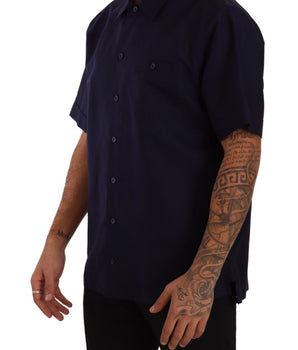 Dolce & Gabbana Navy Blue Button Down Short Sleeves Shirt