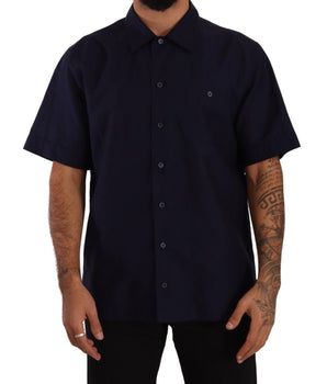Dolce & Gabbana Navy Blue Button Down Short Sleeves Shirt