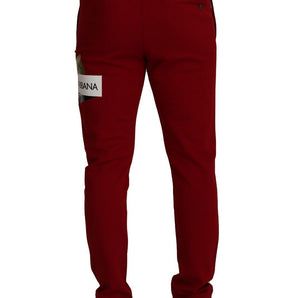 Dolce &amp; Gabbana Elegante pantalón jogging rojo con cierre de cordón