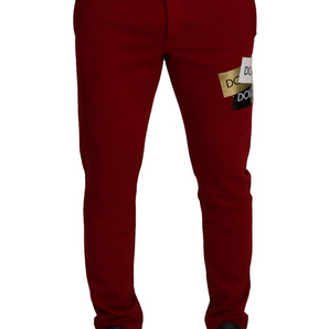 Dolce &amp; Gabbana Elegante pantalón jogging rojo con cierre de cordón