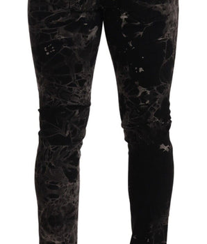 Dolce & Gabbana Black Patterned Skinny Slim Fit Jeans