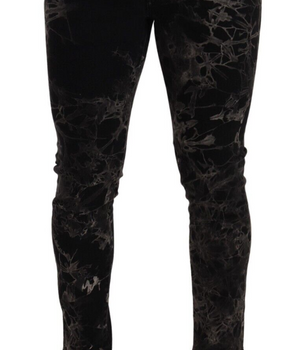 Dolce & Gabbana Black Patterned Skinny Slim Fit Jeans
