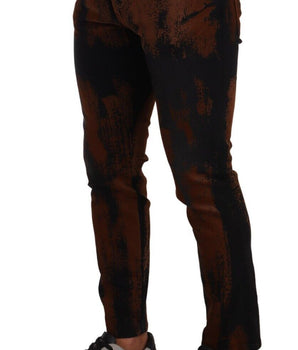 Dolce & Gabbana Black Brown Tie Dye Cotton Skinny Denim Jeans