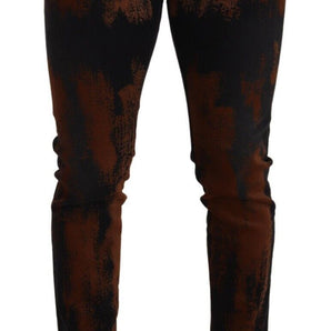 Dolce &amp; Gabbana Chic Black Brown Tie-Dye Slim Fit Jeans