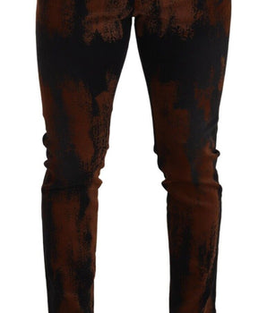 Dolce & Gabbana Black Brown Tie Dye Cotton Skinny Denim Jeans