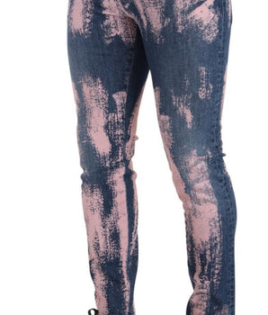 Dolce & Gabbana Blue Pink Tie Dye Cotton Skinny Denim Jeans