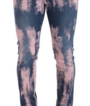 Dolce & Gabbana Blue Pink Tie Dye Cotton Skinny Denim Jeans