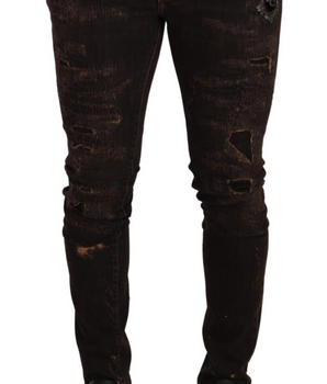 Dolce & Gabbana Brown Distressed Slim Fit Skinny Denim Jeans