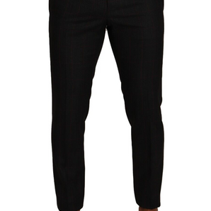 Dolce &amp; Gabbana Elegant Gray Check Slim Fit Trousers